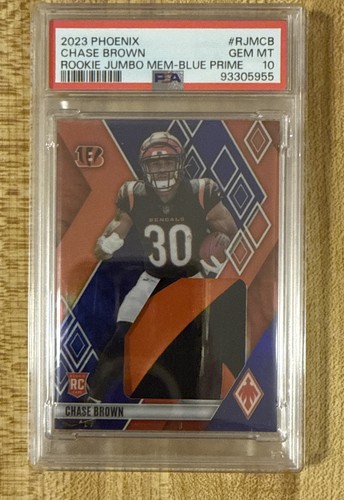2023 Panini Phoenix Rookie Jumbo Mem. Chase Brown #RJM-CB Prime Blue PSA 10 POP1