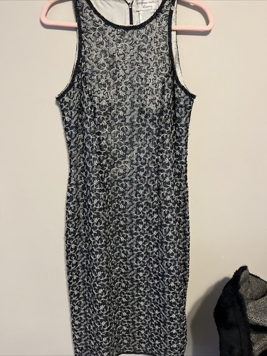 ADRIANNA PAPELL Evening Dress Sz 8 Blue Beaded Sequins Cocktail 100% Silk - Picture 1 of 8