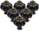 12Pcs Black Vintage Ceramic Cabinet Knobs and Drawer Pulls with Mounting Screws