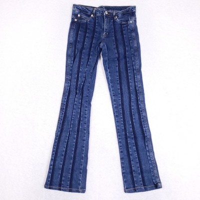 Boom Boom Jeans Vintage Y2K Pintuck Flare Denim Womens Blue 100% Cotton