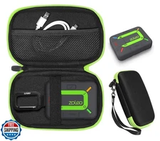 CaseSack case for ZOLEO Satellite Communicator, Black with Green Zip to Match