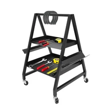 2-Tier Black Iron Floor Standing Tool Cart Horseshoeing Box With Wheels