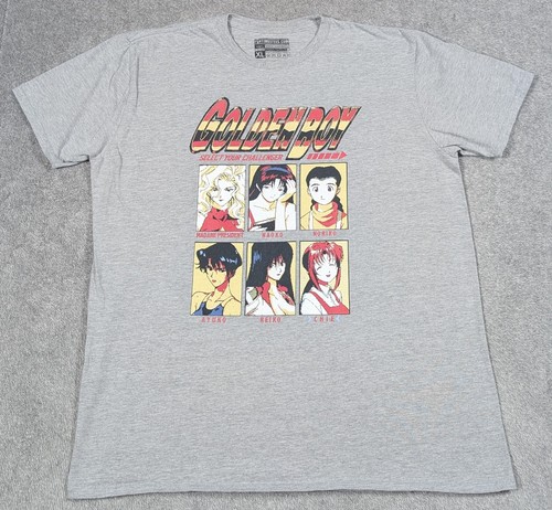 Golden Boy Anime Shirt Herren XL grau Videospiel Stil Figur Menü auswählen T-Shirt