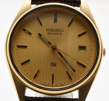 Exc 5 SEIKO 5Y22-8A01 Vintage Quartz Gold Dial Men's Watch from JAPAN