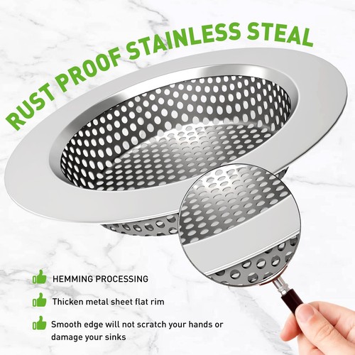 3PCS Kitchen Sink Drain Strainer, 4.4 Inch Stainless Steel Sink Drain Straine... - Picture 3 of 7