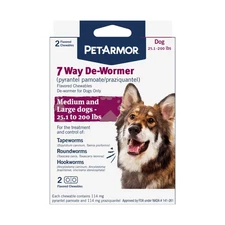 Petarmor 7 Way De-Wormer for Dogs Oral Treatment for Tapeworm  Med / lg