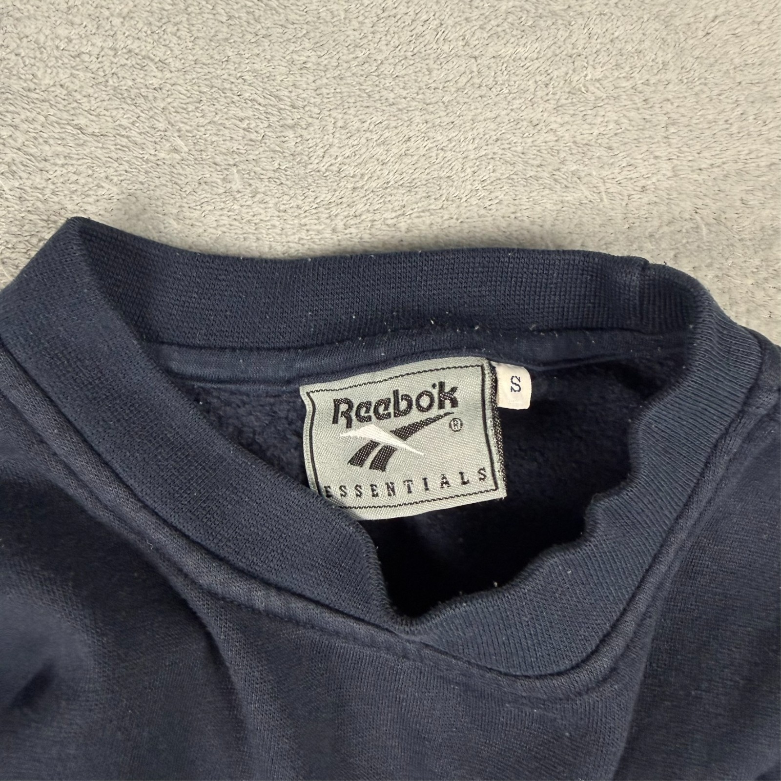 Vintage Reebok Essentials 1990's Navy Blue Oversized Small Pullover Sweatshirt image 5