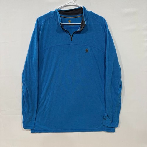 Carhartt Quarter Zip Pullover Men’s L Blue Long Sleeve Workwear Shirt