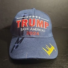 Trump Save America 2024 Baseball Cap Hat strapback Blue Political Embroidered