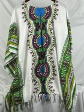 Unisex Traditional Handmade African Dashiki Kaftan V-Neck OSFM