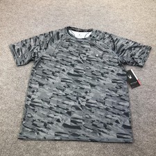 Spyder Rash Guard Shirt Mens Large Gray Camo UPF 30 Swim Quick Dry S923028