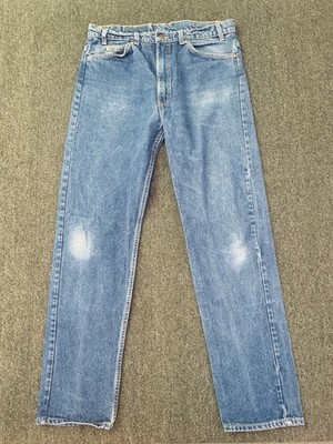 Vintage Levis 505 Men Jeans 36X34 Blue Dark Rinse Made in USA Orange Tab Batwing