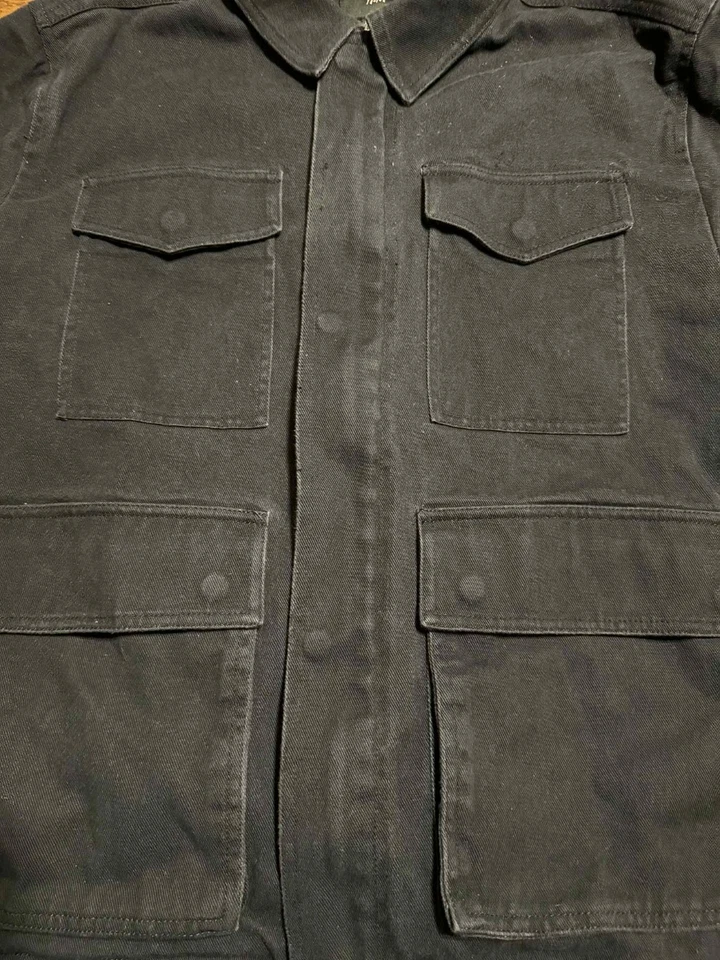 H&M HM Chore Chaqueta Para Hombres XL Gris Oscuro Utilidad Campo Retro Granero Abrigo Militar Foto 3 de 4
