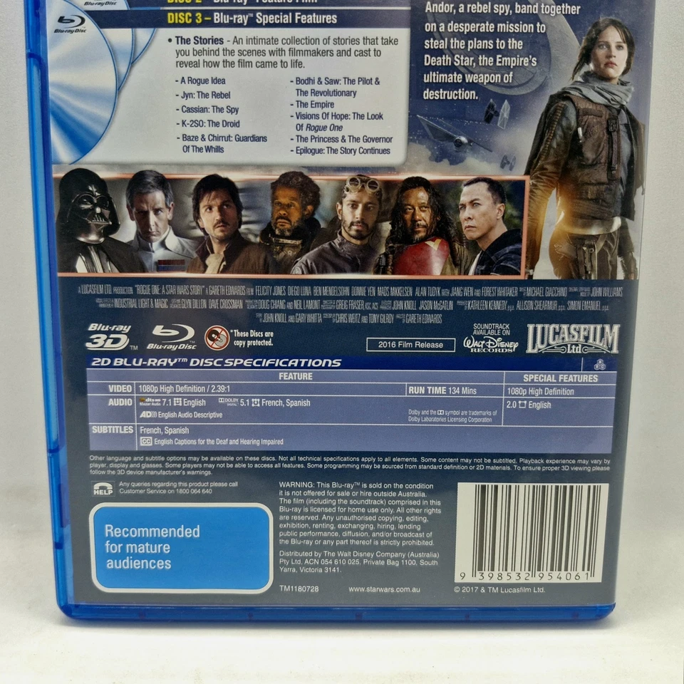 Rogue One - A Star Wars Story Blu-ray 3D & 2 Disc Blu-ray Region Free Sci-Fi - image 3 of 4