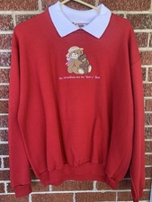 Vintage Top Stitch Morning Sun Sweatshirt Bear Embroidered Grandma Sweater XL