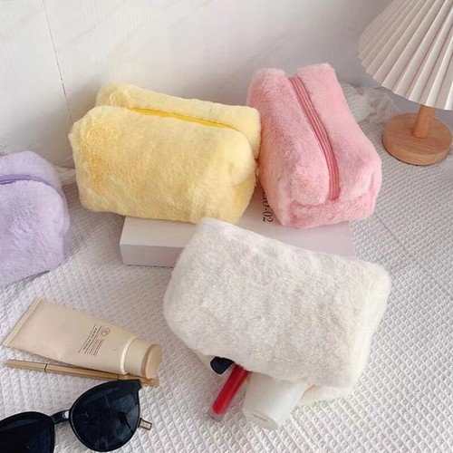Plush Makeup Bags For Women Soft Travel Cosmetic Bag Organizer Case Clutch Bag