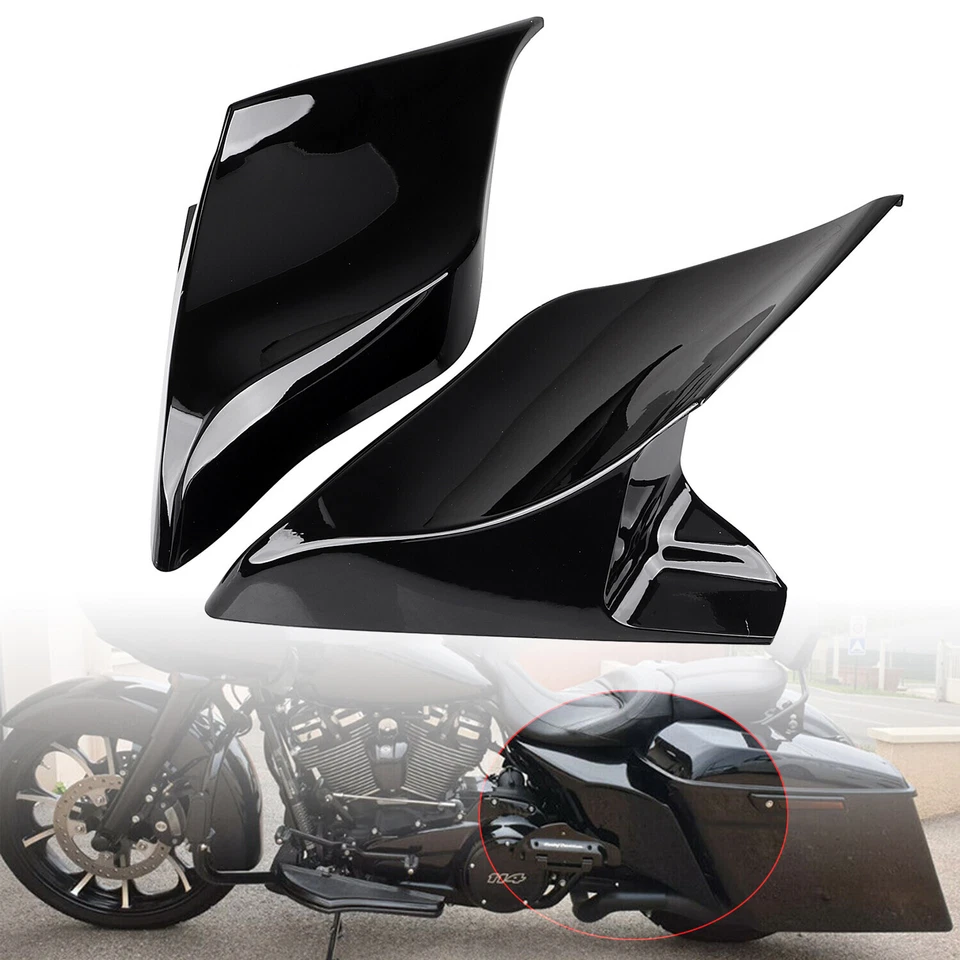 Stretched Extended Side Cover Panel For Harley Street Road Glide 14+ Vivid Black Foto 4 de 4
