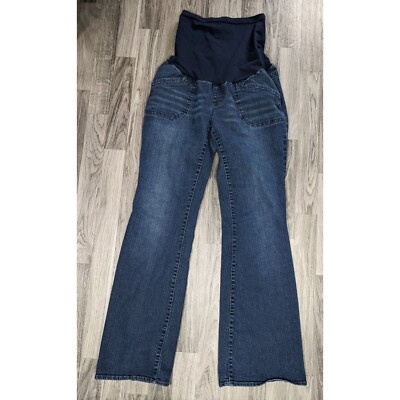 Oh Baby By Motherhood Size Medium Full Panel Flare Stretch Denim Blue Jeans