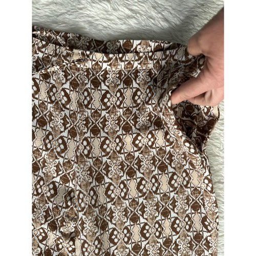 Max Studio brown printed casual pants elastic waistband with pocket Large - Bild 4 von 4