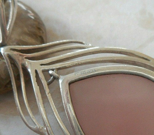 Large Sterling Silver 925 Faceted Pink Quartz Pendant E30N22 - Picture 7 of 11