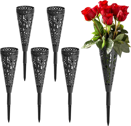 6 Pcs Grave Vase,Memorial Floral Vase, Cemetery Grave Cone Flower Holder, Cemeta - Picture 10 of 12