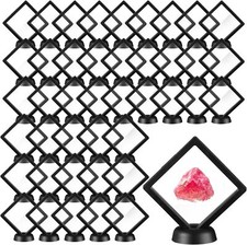 60 Pcs 3D Floating Display Case PE Film Jewelry Storage Box 3.5 Inch, Black