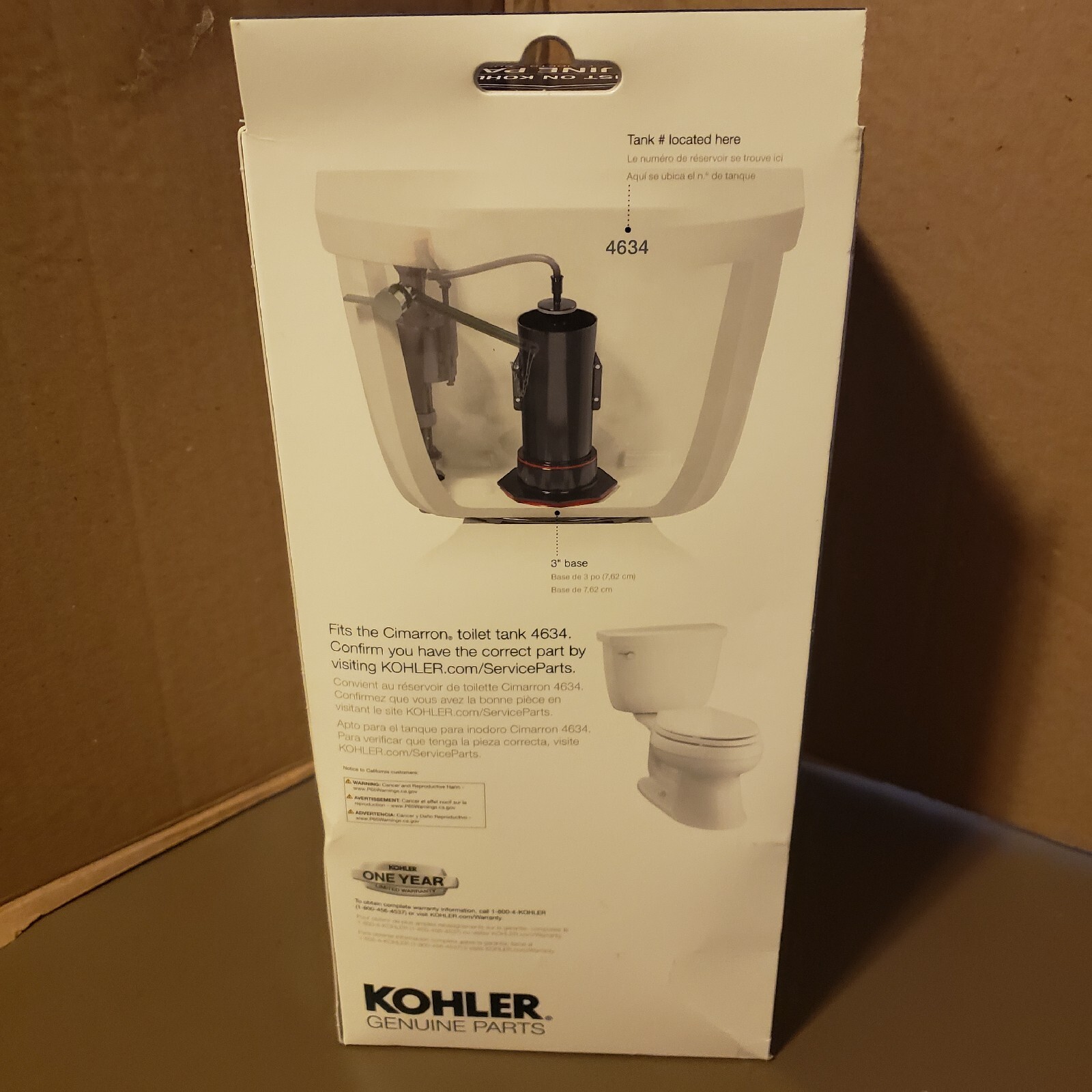 Kohler Toilet Canister Valve Flush Kit Replacement Part Genuine 1083980