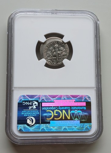 Scarce 1990 P 15% Off Center Error Dime NGC AU-58 - Picture 2 of 2