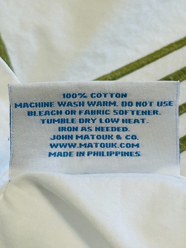 Matouk White Standard Pillow Sham Olive Embroidery 21" x 26" 100% Cotton - Picture 7 of 7