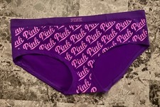 NWT VICTORIA'S SECRET PINK LARGE PURPLE LOGO SEAMLESS RARE HIPSTER PANTIES