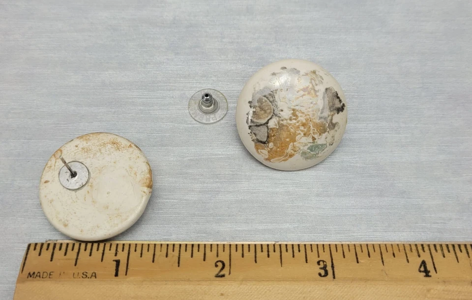 Aretes De Colección Retro Redondos Cerámica Pintado Arte Perforados Oro Blanco Gris Colores Foto 4 de 4