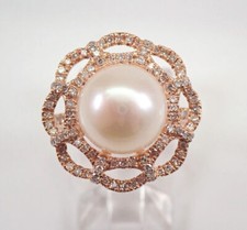 3Ct Round Cut Pearl Flower  Halo Women's Engagement Ring 14K White Rose Finish