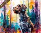 German Wirehaired Pointer watercolor painting in a vibra 8x10 Print