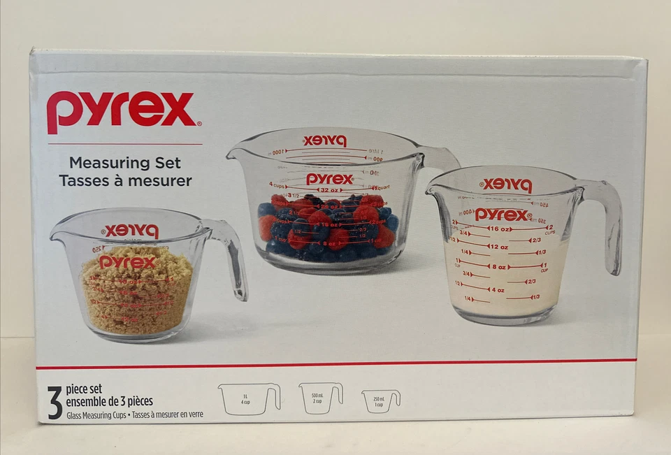 Pyrex 3 Piece Glass Measuring Cup Set, Includes 1-Cup, 2-Cup, and 4-Cup - Image 2 of 4