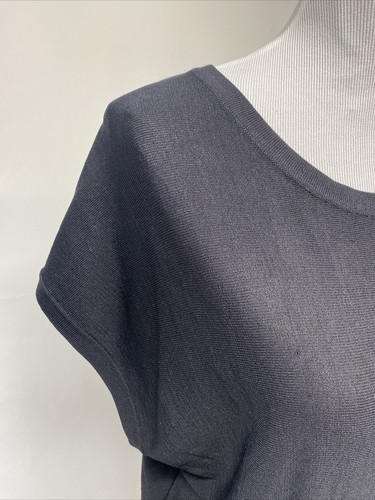 Cyrus Women’s Small Semi Sheer Black Short Dolman Sleeve Band Waist Top $69 - Picture 2 of 12