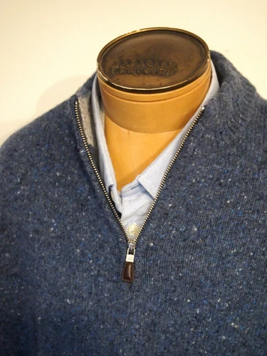 Peter Millar Wool Blend Tweed Quarter Zip Sweater NWT $278 XXL Blue - Picture 4 of 11