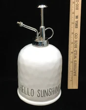 Plant Mister Hand Pump Spray Bottle Watering " Hello Sunshine " White Ceramic