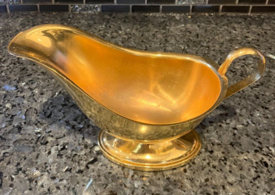 Gold Toned Metal Gravy Boat   8'' x  4''H