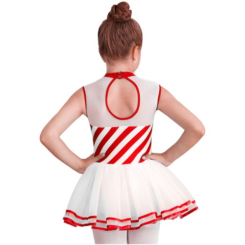 Girls Christmas Santa Claus Costume Ballet Dance Figure Skating Dress Gown - Picture 6 of 34