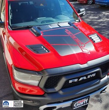 2019-2025 Ram 1500 Rebel Hood Graphics Vinyl Decals Stickers V2 Mopar Dodge