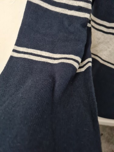 GUESS Mens Crew Neck Jumper Sweater Size XL Navy Blue Striped - Picture 7 of 13