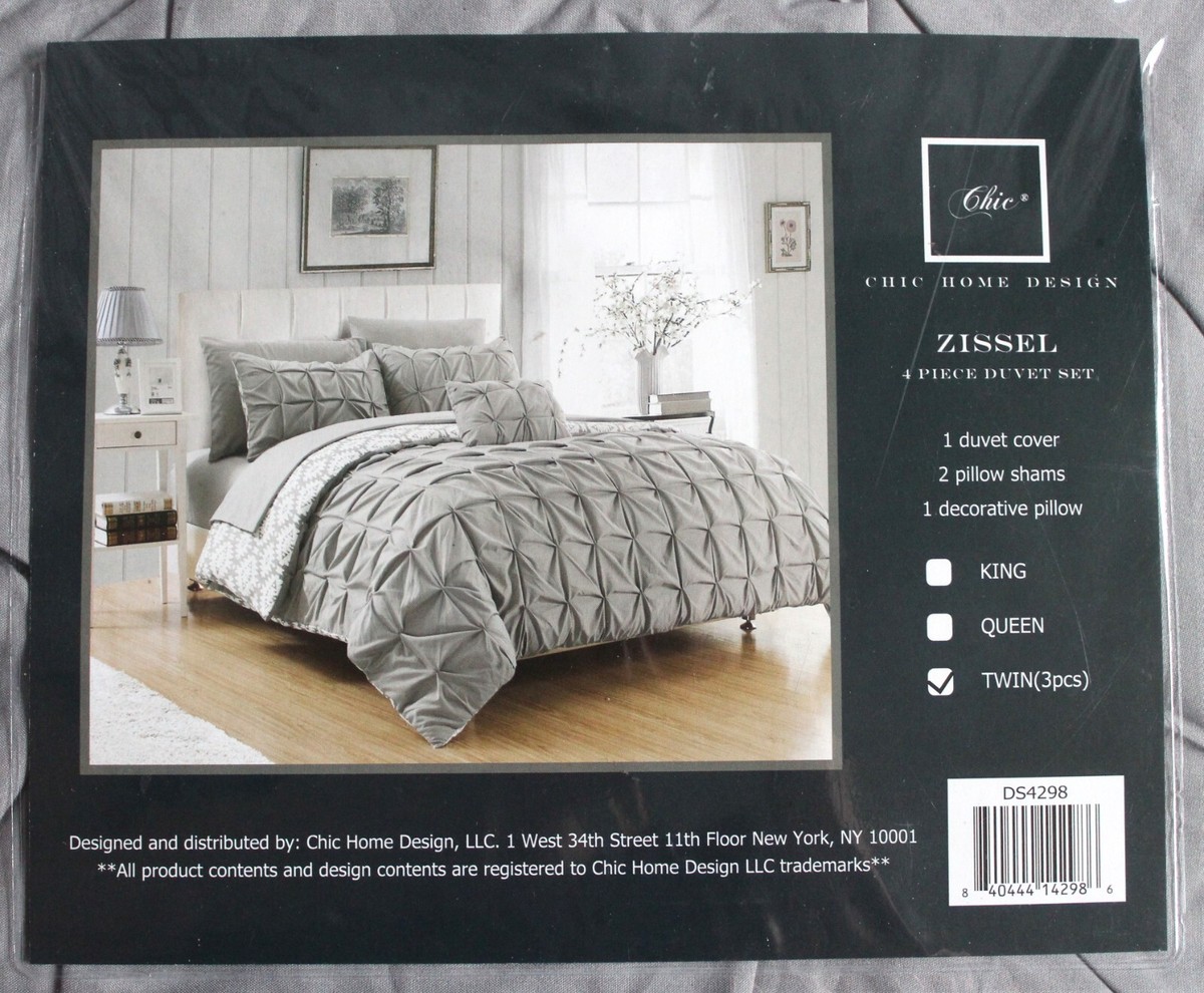 ℳ. Chic Home 3-Pc Zissel Pleated TWIN Duvet Set Pintuck