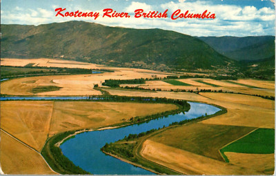 Vintage 60s Postcard Colorful Kootenays Series Kootenay River Flats Creston BC