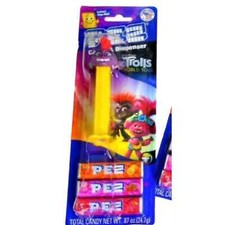DISPENSADOR PEZ TROLLS World Tour Queen Barb de colección + 3 paquetes PEZ CANDY ¡Nuevo paquete!