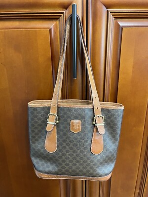 Celine Macadam Triomphe Shoulder bag Tote bag Bucket shape Authentic E15
