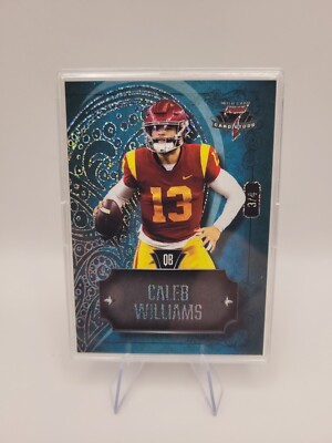 Caleb Williams 2023 Wild Card 7 Card Stud Teal Hearts /4 SSP RC Bears #7CHL-9