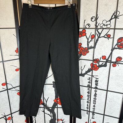 Weekend MaxMara Black Office Solid Dress Pants Trousers 12 Stretch Straight Leg