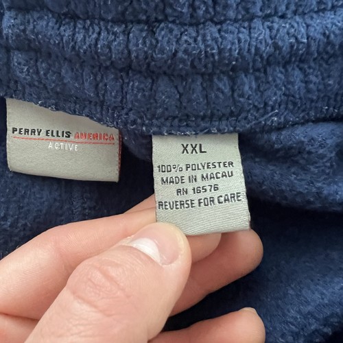 VTG Perry Ellis America Men's 2XL Blue 2 Piece Tracksuit Fleece Warm Comfortable - Picture 12 of 19
