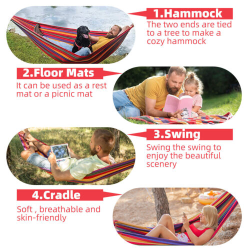 2 Person Double Camping Hammock Chair Bed Outdoor Hanging Swing Sleeping Garden - Picture 11 of 15