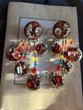 Lunch At The Ritz GENIES post Earrings & Menu Card; Hand Signed'89!